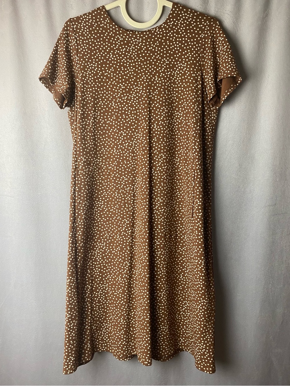 J Jill Brown Polka Dot Fall Autumn Cute Midi Dress Cottagecore boho xs